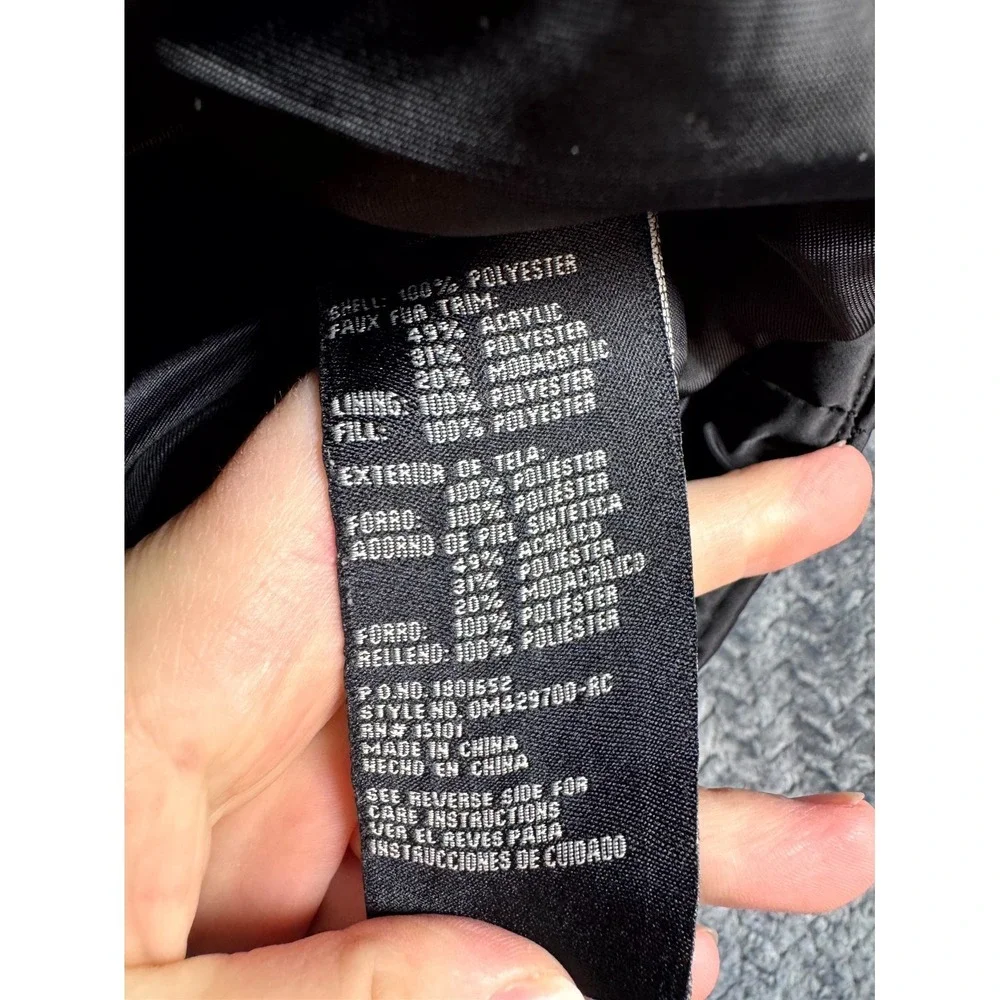 1 Madison Expedition Puffer Jacket Womens M Black‎ Lined Faux Fur Trim Insulated
